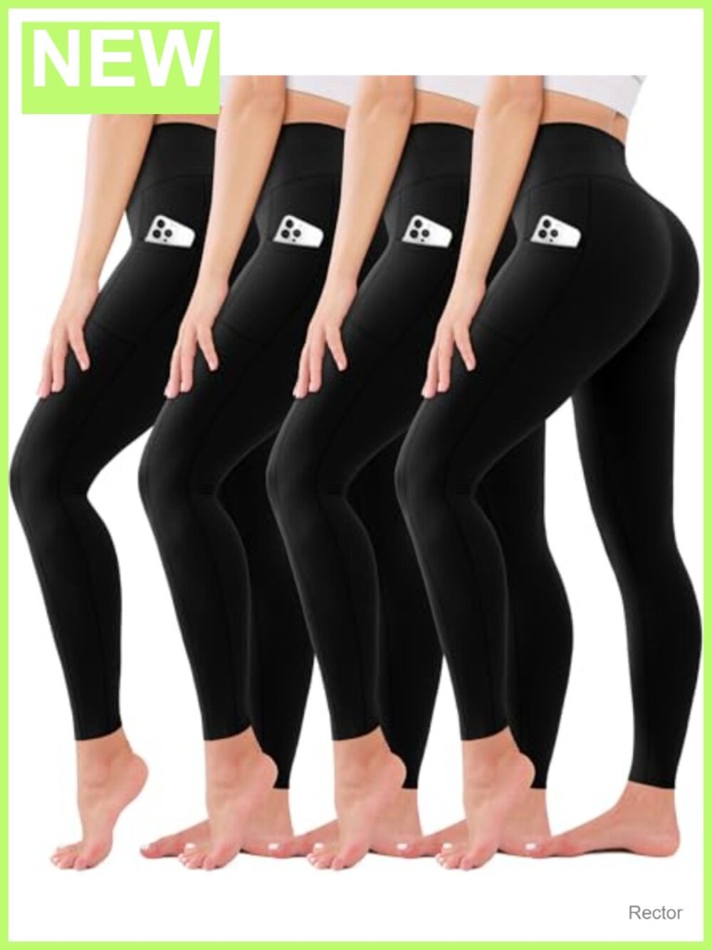 High Waisted Leggings 4 Pack No See Through Tummy Control Yoga Pants
